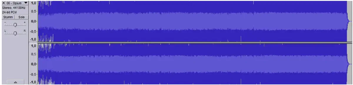 An image showing the envelope of an audio file that’s been processed too loud